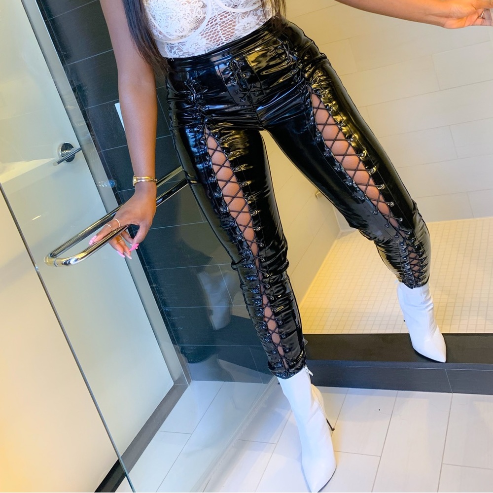 House Of Cb Black Latex Pants